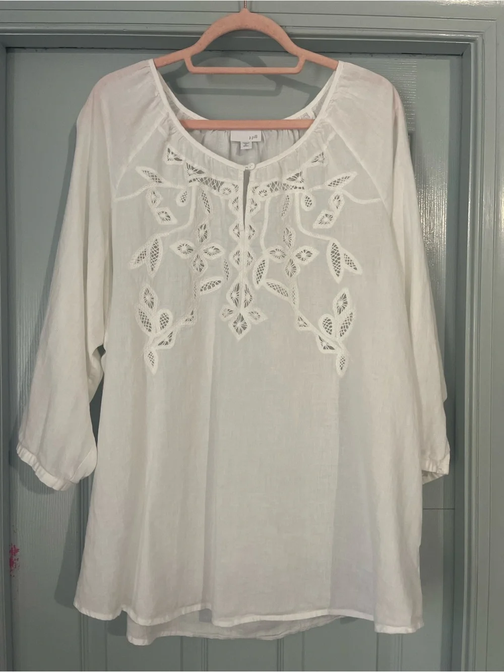 J. Jill White Embroidered Linen Tunic